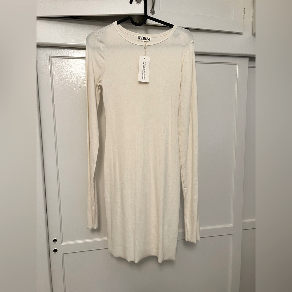 ETERNE Long sleeve ribbed mini dress M - Picture 2 of 4